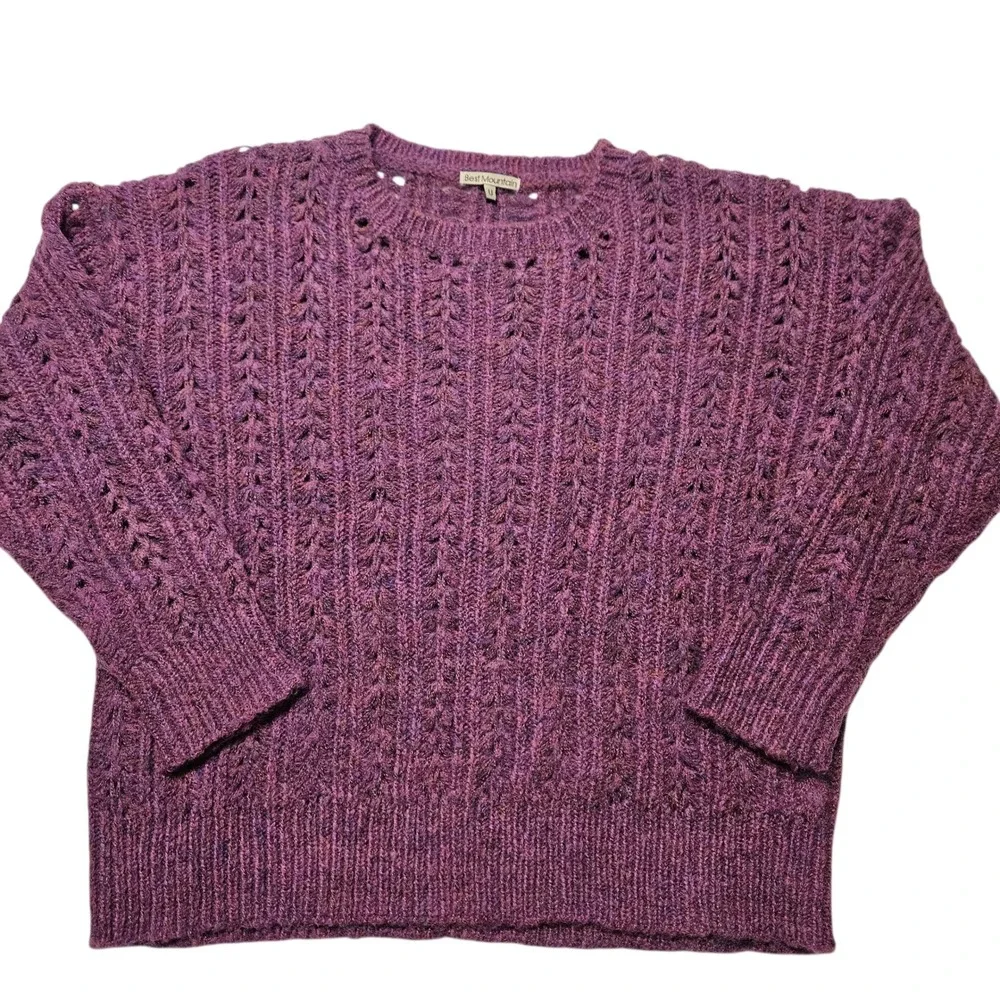 Best Mountain Purple Knit‎ Open Stitch Pullover Sweater Women's Size U